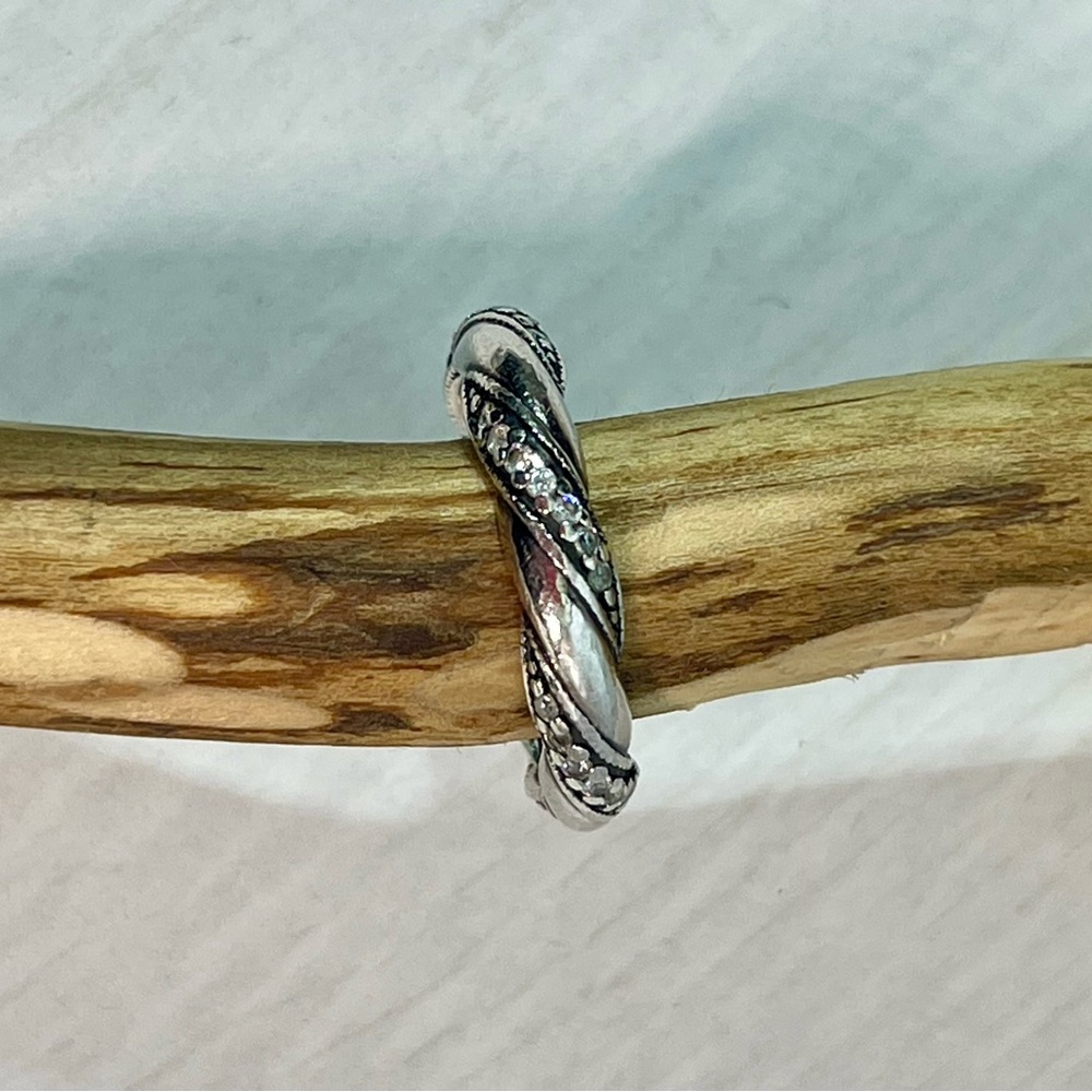 Pandora Sterling Silver Ribbons of Love Ring Size 6
